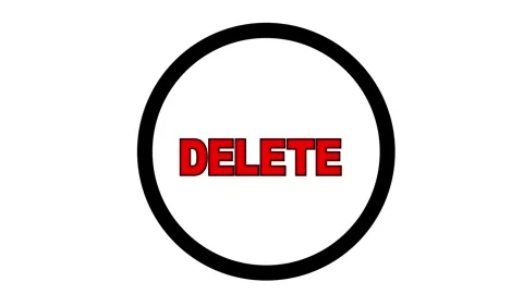 Red Word DELETE Inside a Black Circle on White Background delete remove. Wh.. Stock Footage 321624999
