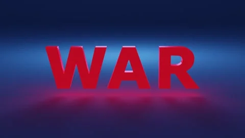 The red word WAR explodes in small particles on a blue background. Stock Footage 253340127