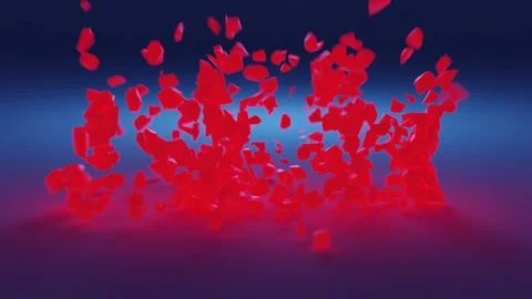 The red word WAR explodes in small particles on a blue background Stock Footage 253340141