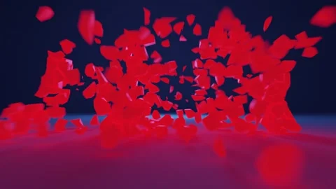 The red word WAR explodes in small particles on a blue background Stock Footage 253340228