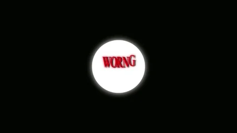 Red Word WRONG with Glitch Effect Inside Glowing White Circle on Black Back.. Stock Footage 321451264