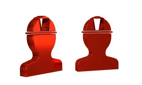 Red Worker safety helmet icon isolated on transparent background. 스톡 일러스트