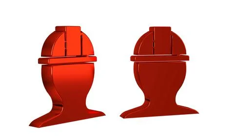 Red Worker safety helmet icon isolated on transparent background. 스톡 일러스트