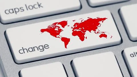 Red World Change Keyboard Button Foto stock