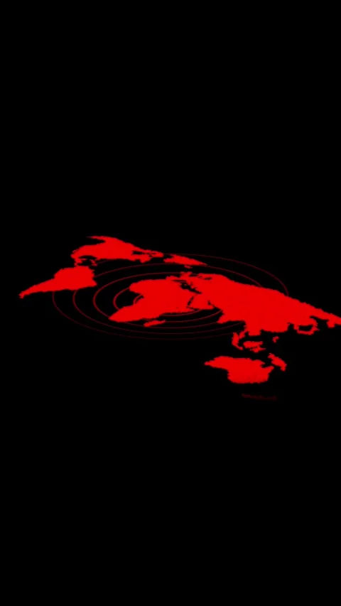 Red world map composed of dots on a vertical mobile video black background .. Stock Footage 344730998
