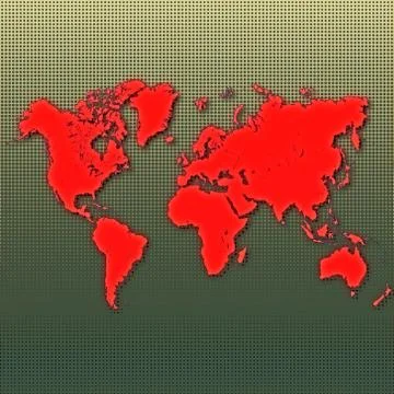 Red world map dotted halftone Stock Illustration