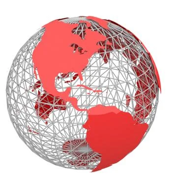 Red world map Stock Illustration