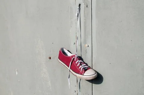 Red worn sneaker Stock Photos