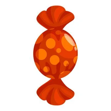 Red wrapped candy with orange dots on white background Stock Illustration