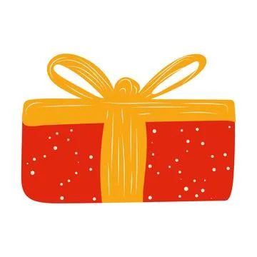 Red wrapped gift with ribbon in flat design. Kwanzaa holiday present box. Vec Stock Illustration