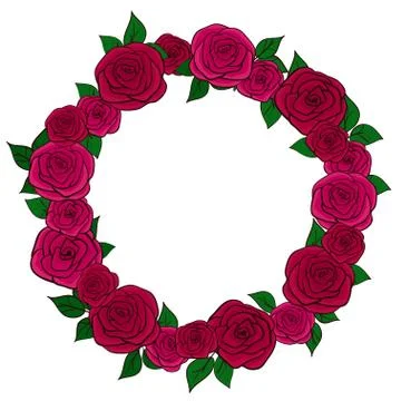 Red wreath with leaves Stock Illustration