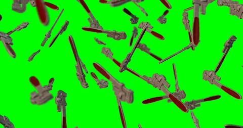 Red Wrench falling slow motion Stock Footage 155468943
