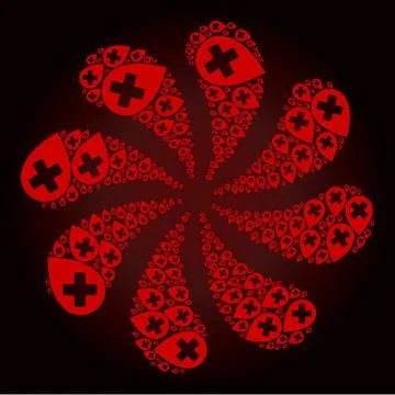 Red Wrong Place Icon Twirl Flower Cluster 스톡 일러스트