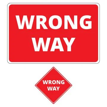 Red wrong way banners on a white background Stock Illustration