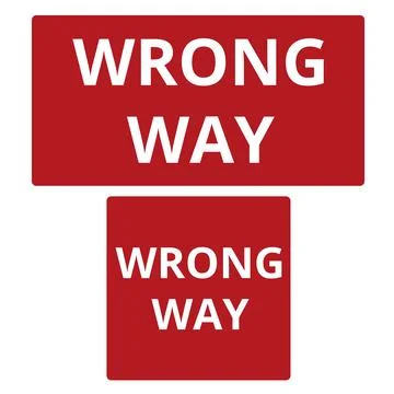 Red wrong way banners on a white background Stock Illustration