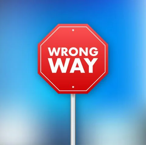 Red wrong way. Cartoon flat vector illustration Ilustración de archivo