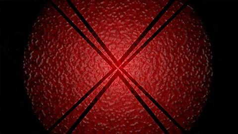 Red X with black stroke made on round red ball with grey grunge Illustrazione stock
