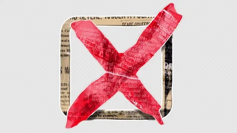 Red X checkbox Isolated. False &amp; wrong symbol. Stock Footage 305751595