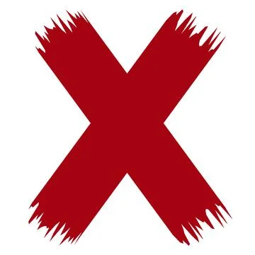 Red X error symbol isolated on white background, bold brushstroke Stock Illustration