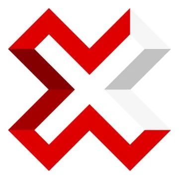 Red X letter, X shape. Red cross icon for negative, decline, error concepts 스톡 일러스트