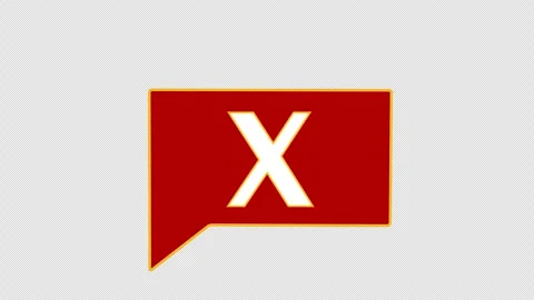 Red X mark in a speech bubble animation on transparent background Stock Footage 337471182