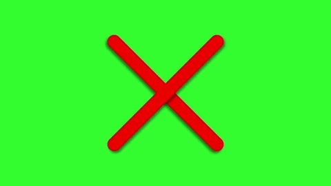 Red x mark symbol animation on green screen background, for chroma key, edi.. Video stock 334396459
