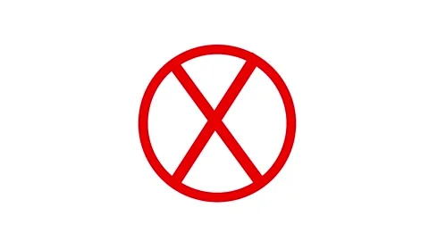 Red X mark symbol animation for lane closed traffic sign on white background Stock Footage 340032265