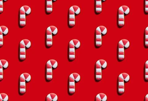 Red xmas background candy cane seamless pattern Stock Photos