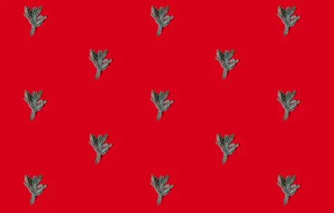 Red xmas background seamless pattern pine tree Foto stock