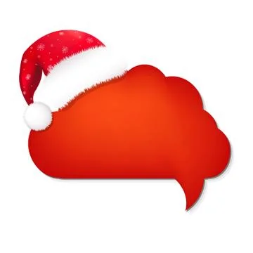 Red xmas cloud bubble speech with santa hat Stock Illustration