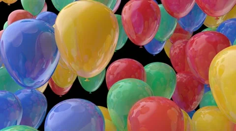 Red yellow and green balloons transition with alpha Stock Footage