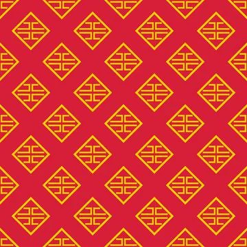 Red yellow asian geometric pattern Stock Illustration