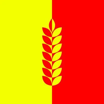 Red yellow background with ear of wheat, barley or rye. Vector clipart Stock Illustration