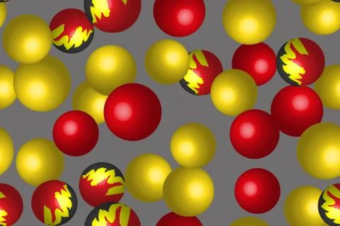 Red Yellow Balls Seamless Pattern, 3D Illustration 스톡 일러스트