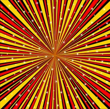 Red Yellow Black And Rays Background With Stars Illustrazione stock