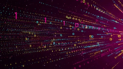 Red Yellow Blue 3d Perspective Binary Digital Number 01 Burst From Right To Left Stock Footage 234780601