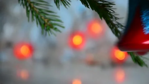 Red yellow blue and orange holiday bokeh. Abstract Christmas background Stockbeeldmateriaal 142902913