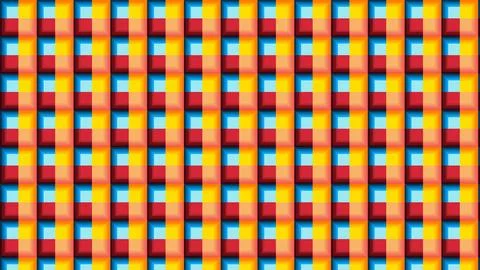 Red Yellow Blue Black Square Pattern with Optical Depth and Geometric Symmetr Illustration