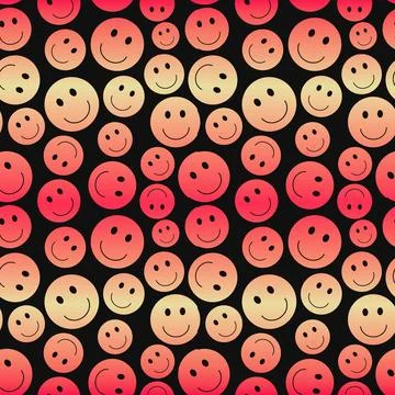 Red Yellow Gradient Smiley Emojis Wave Pattern Stock Illustration