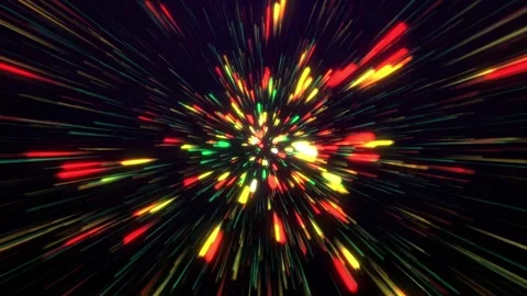 Red, yellow, green particles explosion on black background. Colorful particle Stock Footage 309461790
