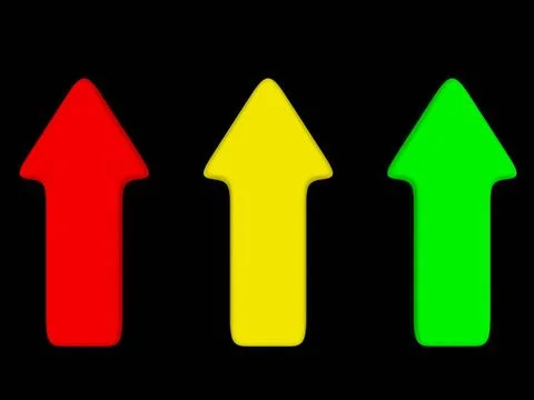 Red yellow green pointer on black. 3d red yellow green pointer on black. 3... Stock Photos