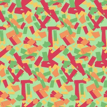 Red yellow green seamless pattern for textile design, art background torn pap Stock Illustration