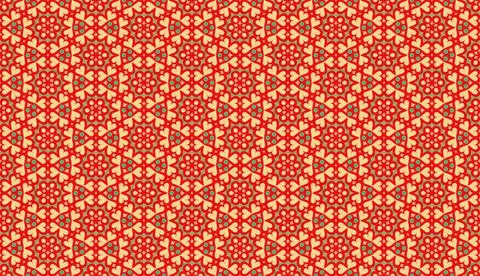 Red yellow green shapes seamless repeat pattern illustration Stock Illustration