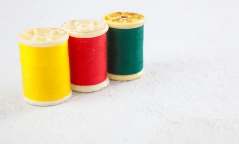 Red yellow green thread Stock Photos