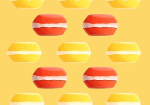 Red yellow macaroon pattern, cartoon style Illustrazione stock