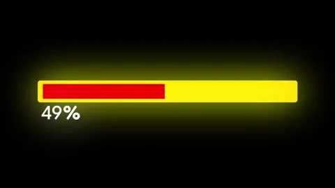 Red Yellow Neon Loading Progress Bar on Black Background Vídeos de archivo 341601608