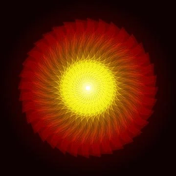 Red yellow neon twist  object on black background. Stock Illustration