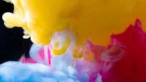 Red Yellow Paint Cloud Explosion Stock Illustration