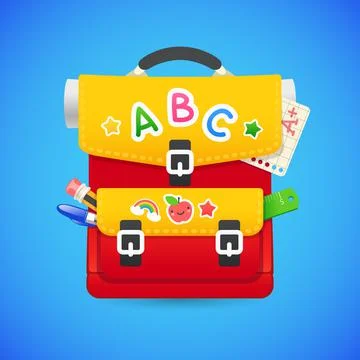 Red with Yellow School Backpack Stock Illustration