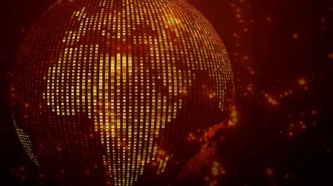 Red Yellow Shiny Square Tile Mosaic Globe Earth World Map Of Africa And Europe Stock Illustration